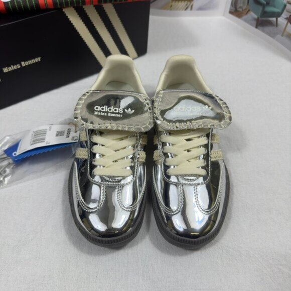 New Adidas Samba x Wales Bonner Silver Metallic Women Sneaker - Picture 2 of 7